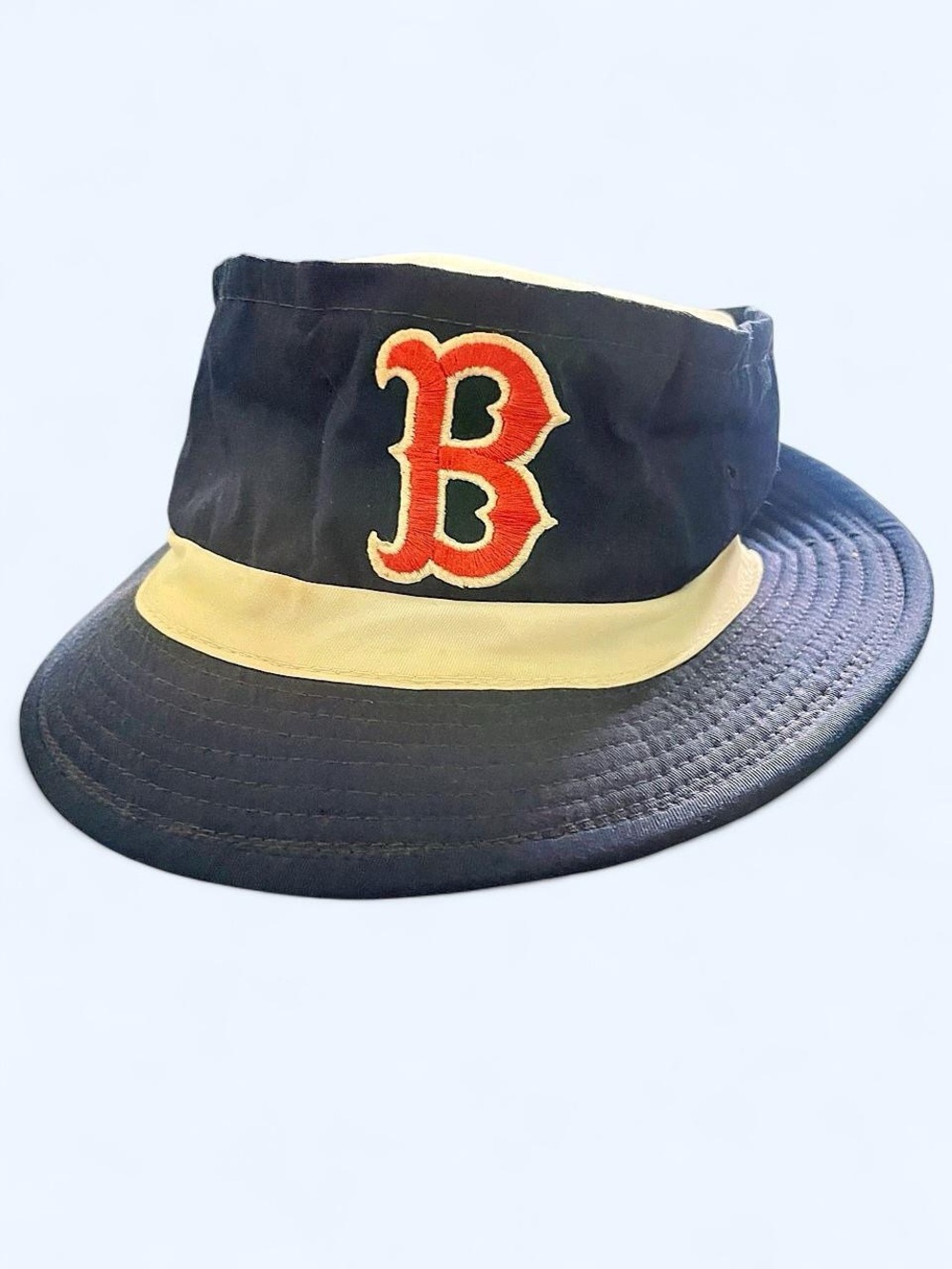 Classic Navy Bucket Hat with Cream Band and Red 'B' Patch